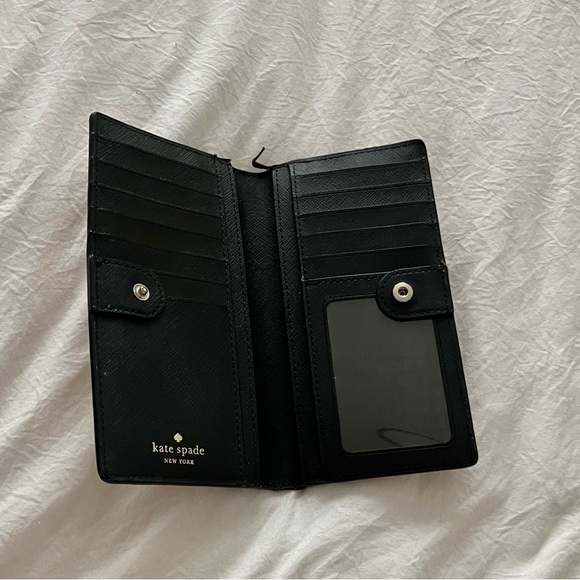 Kate Spade | Pink & Black Spencer Slim Bifold Leather Wallet - Picture 2 of 10